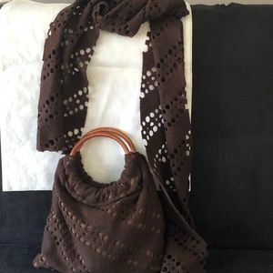 soft wool bag with scarf to match